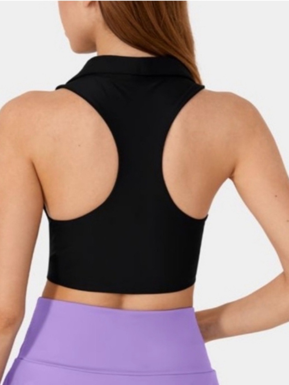 HALARA Black Racerback Crop Tank Top